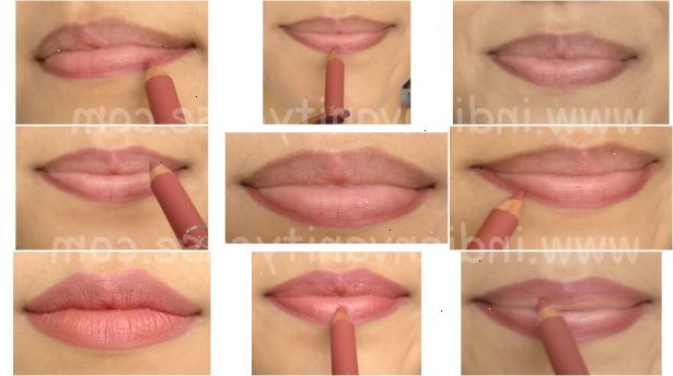 Hvordan søke lip liner. Start med å trene med en nyanse av lip liner som er nær skyggen av lip stick.