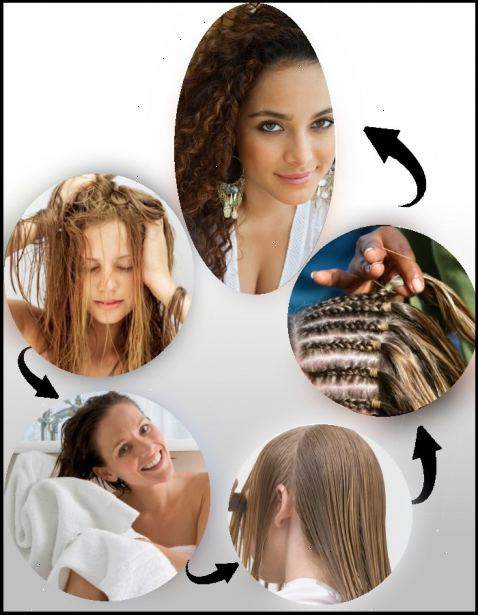 Hvordan å ha bølgete hår uten å bruke hårprodukter. Børst håret og dele den i to, eller noen få store deler, og bringe rundt til fronten, slik at begge delene er like.