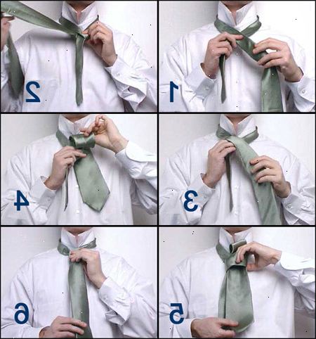 Hvordan å knytte en slips. Beveg brede ende over den smale enden, slik at de krysser hverandre ved sømmen.